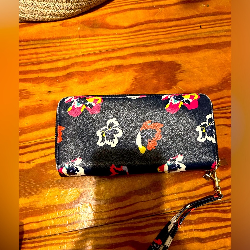 Navy Double Zipper Wristlet